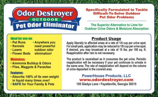 Odor Destroyer Dry - Product Label (back)